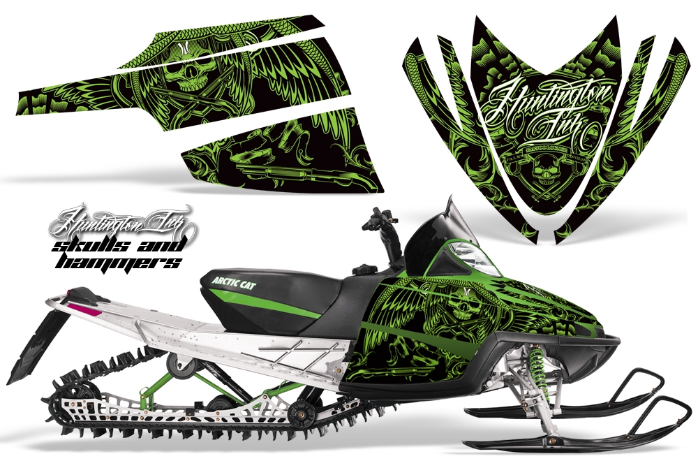 Arctic Cat M Series Graphics Kit HI SKULLS HAMMERS GREEN